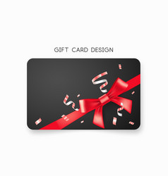 Gift Card With Red Bow And Ribbon