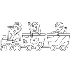 Kid Train Riding Children In Amusement Park