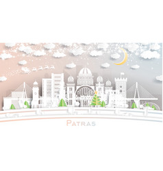 Patras Greece Winter City Skyline In Paper Cut