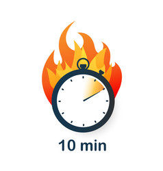 10 Minutes Clock On Fire Icon