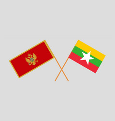 Crossed Flags Of Montenegro And Myanmar Official