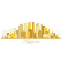 Philippines City Skyline Silhouette With Golden