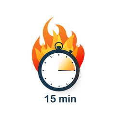 15 Minutes Clock On Fire Icon