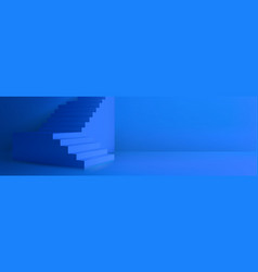 Empty Blue Room With 3d Staircase