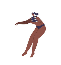 Energetic Black Woman Leaps Gracefully In Bikini