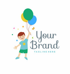 Little Boy Holding Balloon For Kids Store Logo