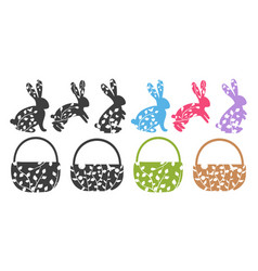 Decorated Easter Bunnies And Basket