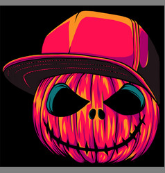 Halloween Pumpkin With Hat On Black Background