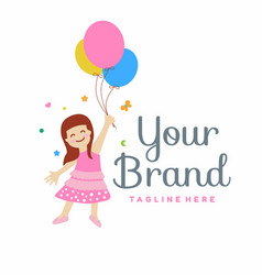 Little Girl Holding Balloon For Kids Store Logo