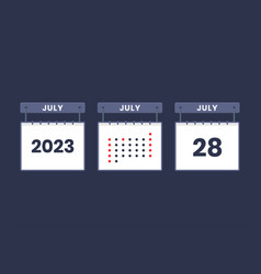 2023 Calendar Design July 28 Icon 28th July