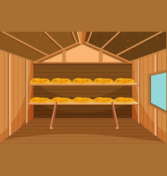 Inside Of A Chicken House For Laying Eggs