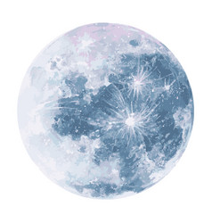 Abstract Watercolor Night Sky With Full Moon