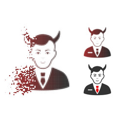 Fragmented Dot Halftone Satan Icon With Face