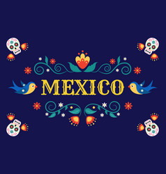 Mexico Embroidery Pattern Holiday Floral Banner