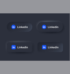 Neumorphic Linkedin Logo Black Neumorphism Buttons