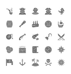 Set Of Pirates Grey Icons Sailor Boatswain