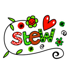 Stew Whimsical Kitchen Text Label Craft