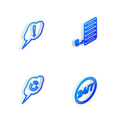 Set Isometric Line Server Speech Bubble