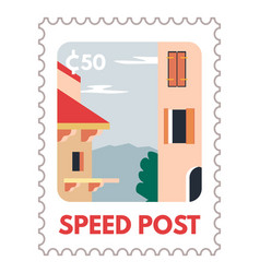 Speed Post Postcard Or Mark With City Scenery