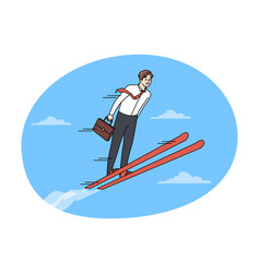 Businessman Jump On Ski