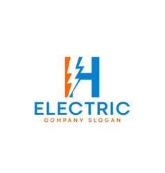 Letter H Lightning Electric Logo With Lighting