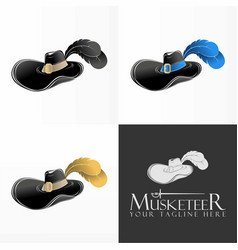 Musketeer Hat With Fur And Sword Logo Design