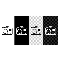 Set Line Photo Camera Icon Isolated On Black