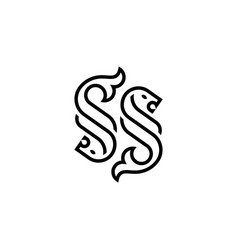 Outline Letter S Lion Fishtail Logo Concept