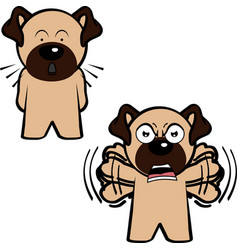 Screaming Pug Dog Character Cartoon Standing