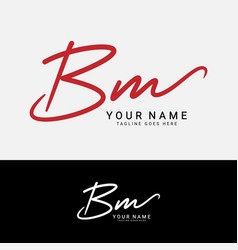 B M Bm Initial Signature Handwritten Letter Logo