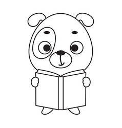 Coloring Page Cute Little Dog Reads Book