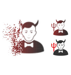 Damaged Pixel Halftone Satan Icon With Face