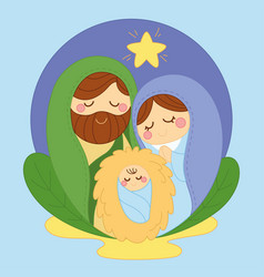 Nativity Scene Cartoon Child Jesus Joseph And Mary