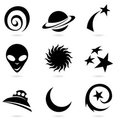 Black Silhouettes Of Fun Space Icons