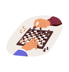 Hands Playing Strategy Game At Chess Board