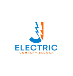 Letter J Lightning Electric Logo With Lighting