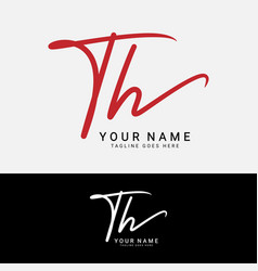 T H Th Initial Signature Handwritten Letter Logo