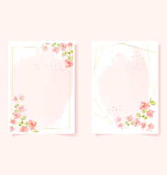 Watercolor Pink Bougainvillea With Golden Frame