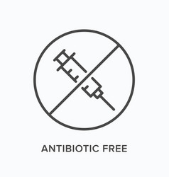 Antibiotic Free Flat Line Icon Outline