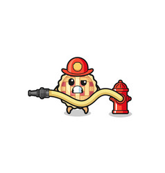 Apple Pie Cartoon As Firefighter Mascot