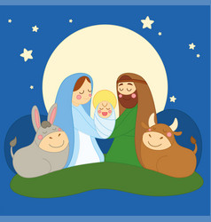 Nativity Scene Cartoon In The Night Child Jesus