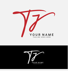 T J Tj Initial Signature Handwritten Letter Logo