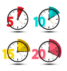 Clock Icons Set Isolated - 5 10 15 And 20 Minutes