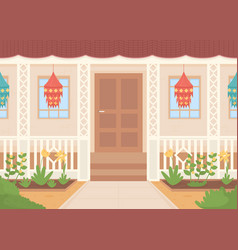 Diwali Decorated House Flat Color