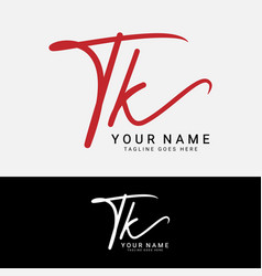 T K Tk Initial Signature Handwritten Letter Logo