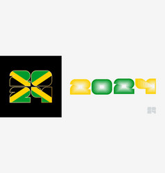 Year 2024 With Flag Of Jamaica And In Color