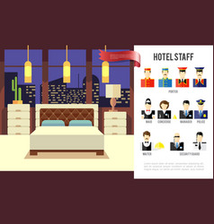 Flat Hotel Colorful Concept