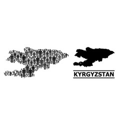 People Mosaic Map Kyrgyzstan And Solid