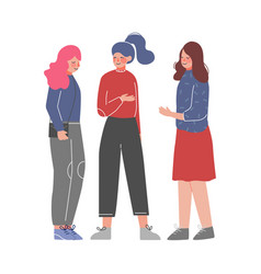 Three Young Women Talking And Discussing Meeting