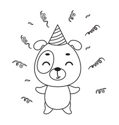 Coloring Page Cute Little Dog In Birthday Hat